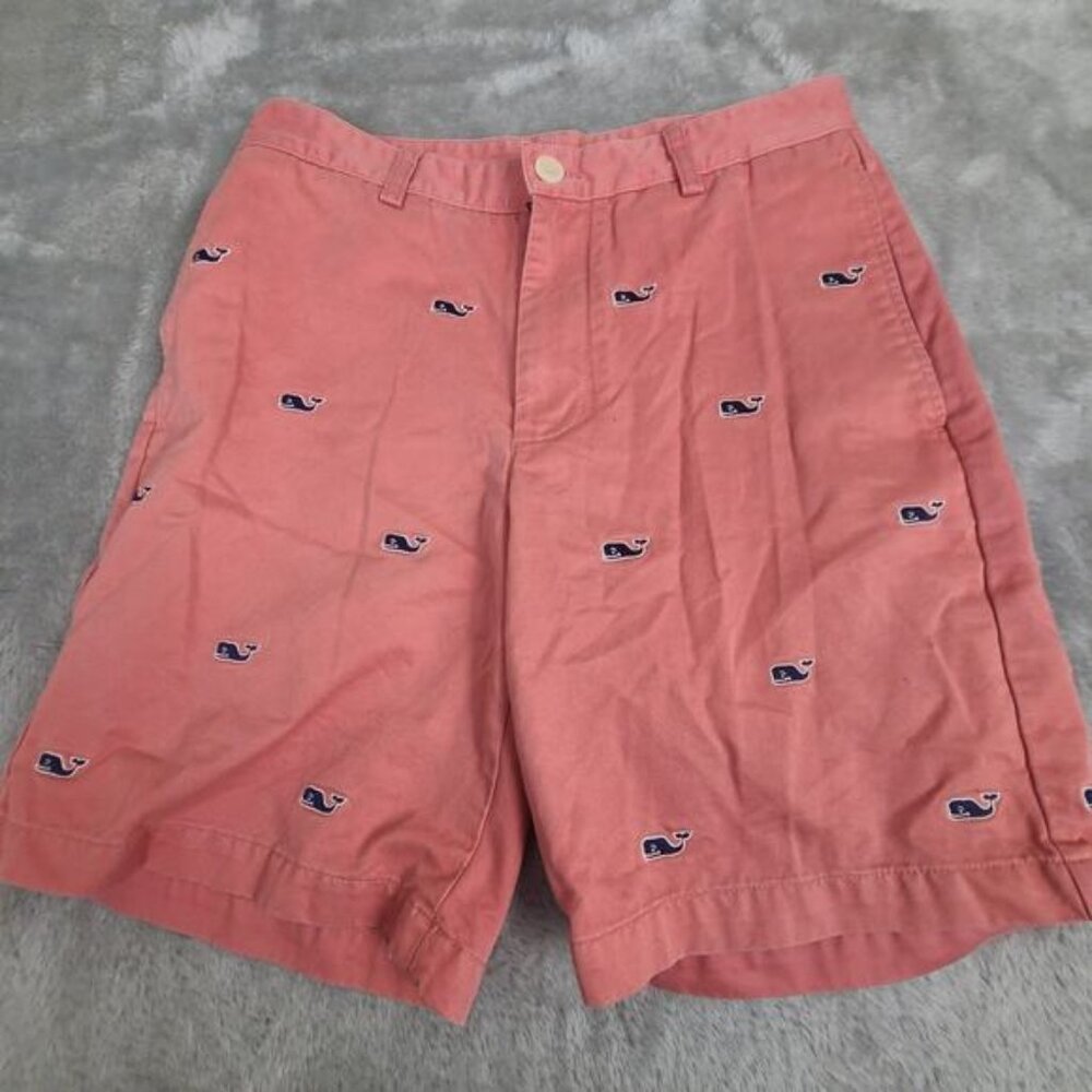 Vineyard Vines Chino Shorts Mens 30 Pink All Over‎ Print Whale Casual